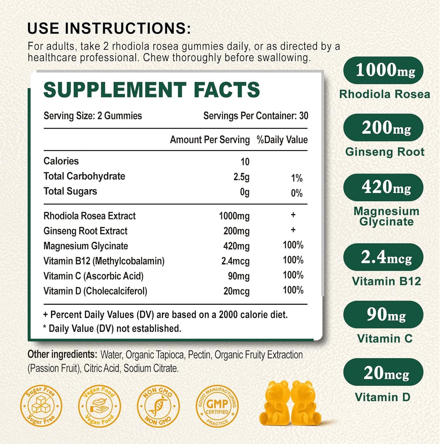 Rhodiola Rosea Gummies - Energy, Focus & Natural Vitality Boost